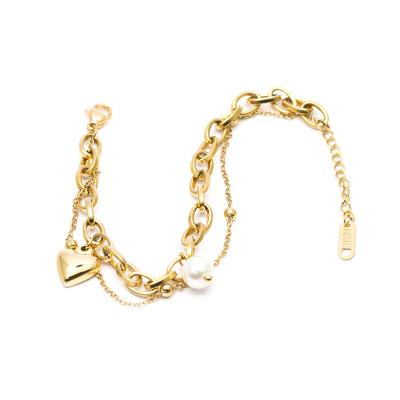 China Fashion Punk Hot Sale 316L Stainless Steel Chain Bracelet 18K Gold Plated For Women Bead Bracelet Jewelry Gift for sale