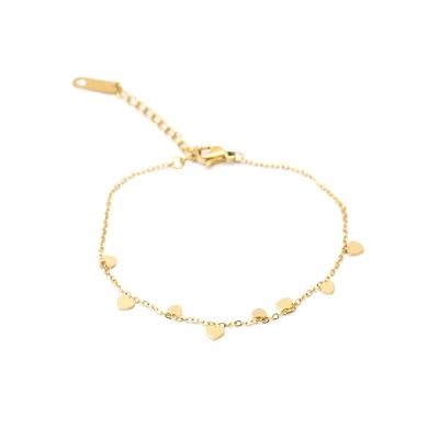 China Hot Selling 316L Stainless Steel Ins Style Punk Fashion 18K Gold Plated Jewelry Love Heart Bracelet With Women for sale