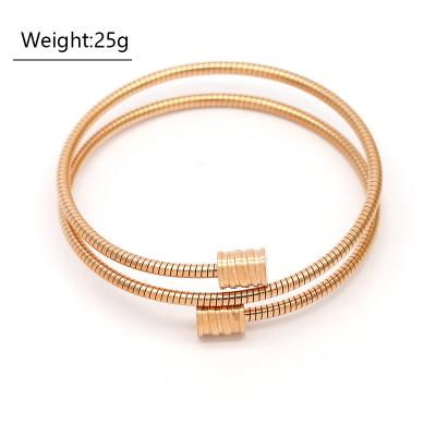 China Stainless Steel Adjustable Size Women's 316L Wire Cable Double Layer Ins Fashion Bangle Bracelet Punk Wire Bracelet for sale