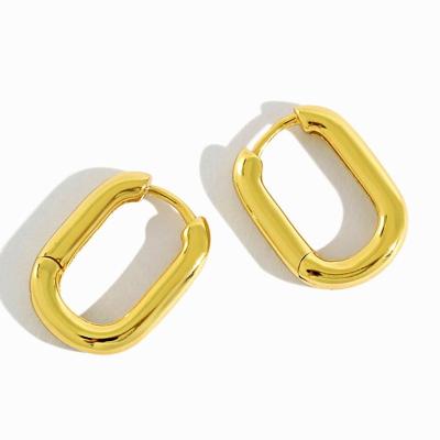 China Wholesale U Shape Circle Earring U Shape Geometric Circle Earrings 925 Sterling Silver Jewelry Rhodium Gold Plated Fashion Jewelry For Women for sale