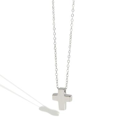 China Wholesale 925 Sterling Silver Rhodium Plated Cross Necklace TRENDY Minimalist Jewelry Necklace For Women for sale