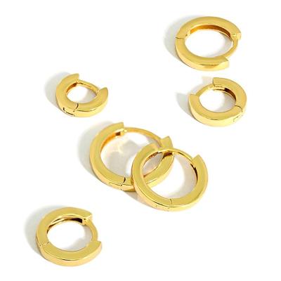 China Sterling silver gold plated huggie earring minimalist 1838 simple circle earrings wholesale FASHIONABLE women huggies earrings for sale