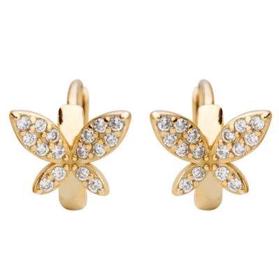 China Latest New 2020 Trendy Design 925 Sterling Silver Butterfly CZ Circle Hoop Earrings For Sale for sale