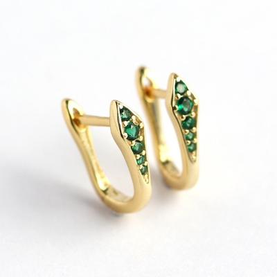 China TRENDY snake earrings color CZ diamond paved circle earrings 925 silver custom earrings for women 2021 for sale