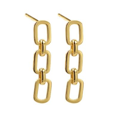 China Wholesale FASHIONABLE Long Stud Earring Chain Link Earrings 925 Sterling Silver Minimalist Gold Drop Earrings for sale