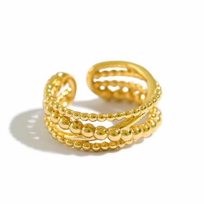 China 2021 TRENDY Beaded Twisted Rings 925 Sterling Silver 18k Rhodium Gold Plated Rings Jewelry Women for sale