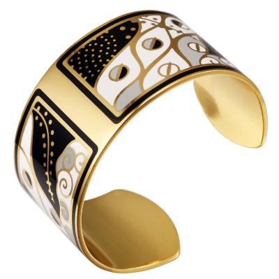 China FASHIONABLE Open Color C-Shape Enamel Bracelets 18k Gold Plated Bracelets for sale