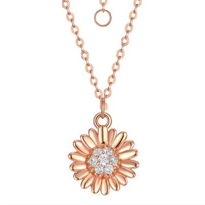 China Trendy Wholesale Real Gold Necklace Flower Design 18k Gold Jewelry Gold Vermeil Jewelry for sale