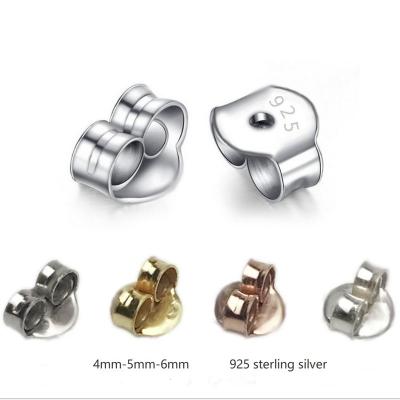 China 925 Sterling Silver Wholesale Earring Backs Round 925 Sterling Silver / Gold Rhodium / Rose Gold Plated Jewelry Findings Components For Stud Earrings for sale