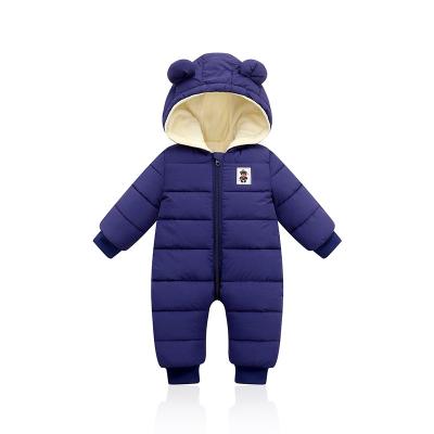 China Overall Breathable Baby Clothes Winter Plus Velvet Newborn Infant Boys Girls Warm Thick Overalls Outfits Snowsuit Hooded Coat Kids Romper for sale