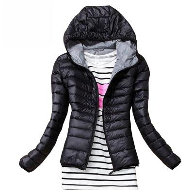 China Factory Price Breathable Autumn Winter Women Basic-Coat Female Slim Casual Black Cotton Hooded Coats Jackets for sale