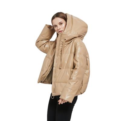 China Breathable Ready To Ship Women To Fashion Faux Warm Thick Padded Vintage Leather Jackets Coat Long Sleeve Oversized Parka Outerwear Female for sale