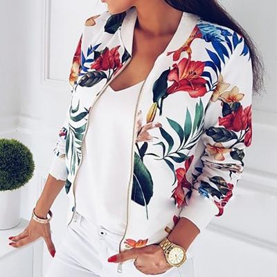 China Autumn Spring Women Slim Female Fashion Long Sleeve Zipper Print Bomber Casual Pocket Wholesale Jackets Outwears Plus Size 5XL for sale