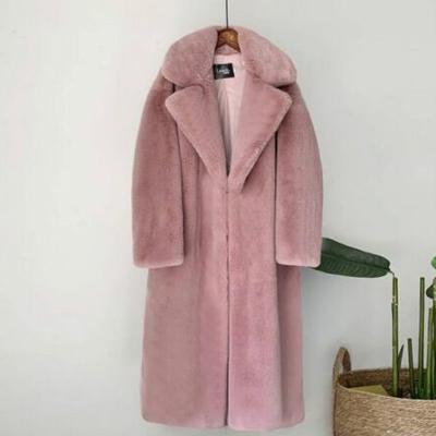 China 2021 New Winter Women's Long Sustainable Faux Fur Coat Warm Thick Women's Long Coat Turn Down Collar Women's Warm Coat Casaco Feminino for sale