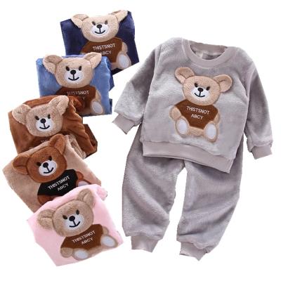 China Autumn Winter Flannel Pajamas Newborn Casual Clothes Baby Boy Clothes Plush Set Suit Toddler Casual Kids Homewear For Girls for sale