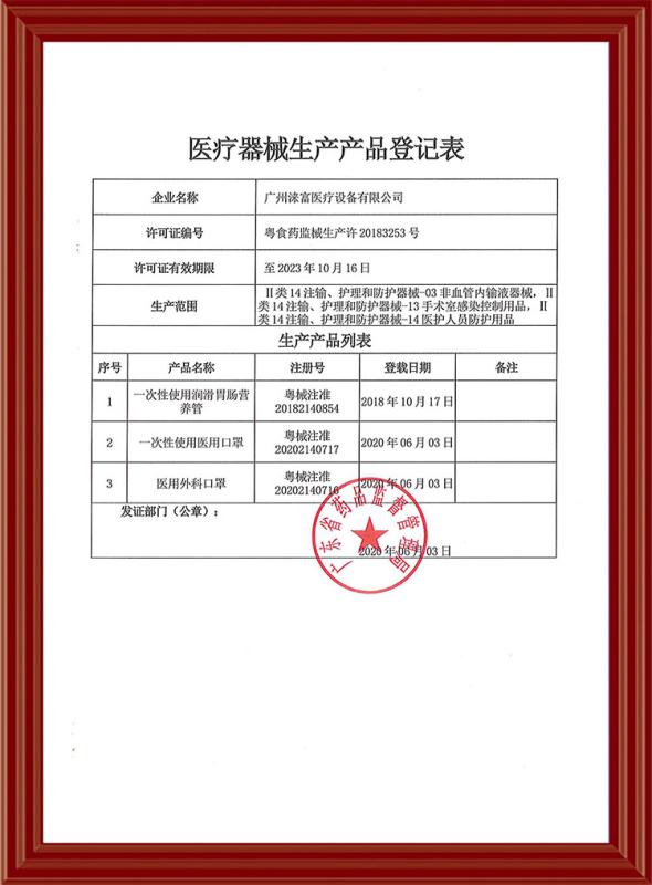 Production Registration Form - Life Medical Equipment (Guangzhou) Co., Ltd.