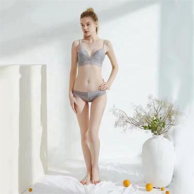 China Antibacterial Running Spells Women Underwear Ladies Lace Up Lingerie Panties And Wire Free Bra Set for sale