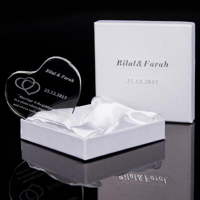 China Europe Crystal Glass Heart Shape Desktop Cube for Wedding Gift for sale