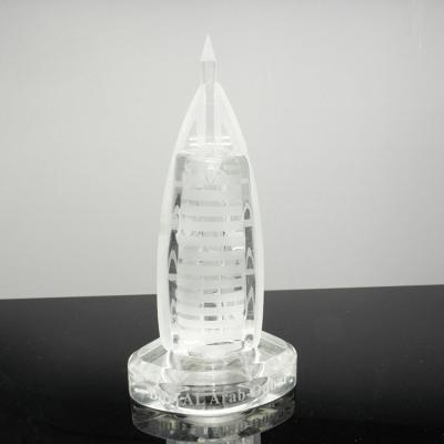 China Europe Crystal Burj-Al-Arab Crystal Building Model Souvenir Crystal Model Gift for sale