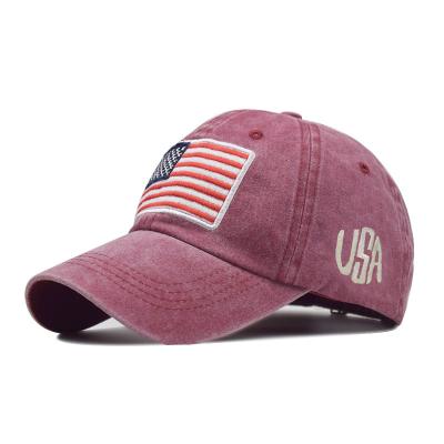 China Washed And Worn Baseball Cap Letter American Flag Cotton Classic Hat COMMON Blast Hat for sale