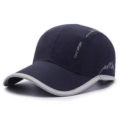 China Gray Quick-Dry Polyester Sport Hat Outdoor 5 Panel Men's Running Baseball Cap for sale