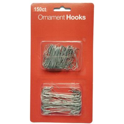 China Silver Christmas Ball Hangers Two Size Metal Ornament Hooks 150 Pack for sale