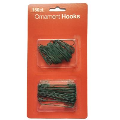 China Green Christmas Ball Hangers Two Size Metal Ornament Hooks 150 Pack for sale