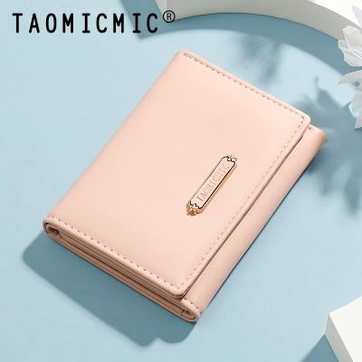 China TAOMICMIC Waterproof Fashionable Casual Lady Women's Embossed Logo Three Small Times Purse Women's Short Wallet for sale