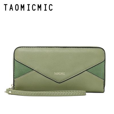 China Multifunctional Taomicmic European and American Pink Multi Card Wallet Women's Long Zipper Women's Leather Wallet for sale