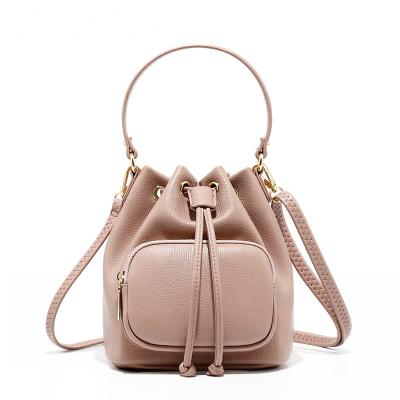 China Korean Version Taomicmic PU Drawstring Lady Shoulder Handbag Women Bucket Leather Handbags for sale