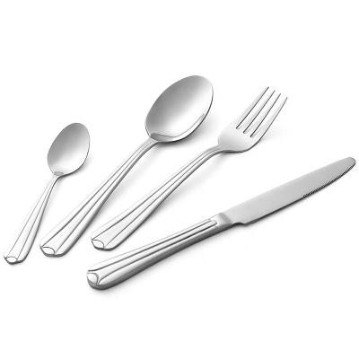 China Sustainable Luxury Stainless Steel Wedding Metal Travel Flatware Spoon Knife Fork Knife Reusable Cutlery for sale