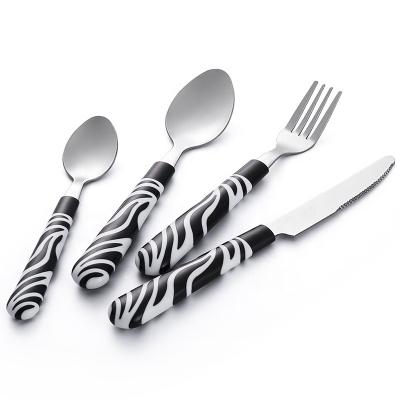 China Viable Wholesale Colorful Plastic Handle Stainless Steel Silverware Set Knife Spoon and Fork Set Dinnerware Sets for sale