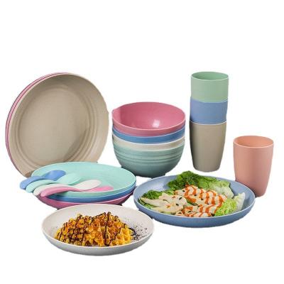 China Wholesale Reusable Eco-Friendly Sustainable Wheat Straw Plastic Plant Dinnerware Set Dinnerware Set For Kids Hotel Restaurants for sale