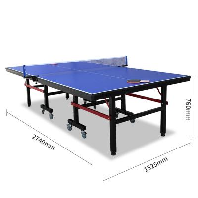 China Indoor High Density Mobile Wheel Fiber Foldable Mobile Ping Pong Board Indoor Ping Pang Standard Game Tennis Table for sale