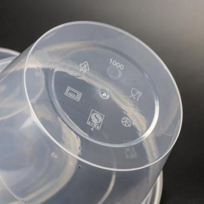 China 450ml 500ml pp Round Packing Boxes Viable Clear Plastic Food Grade Meal Prep Liquid Storage Containers for sale