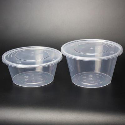 China 300ml 450ml 500ml 10oz 14oz 16oz Viable Clear Round Disposable Take Away Plastic PP Food Container With Lid for sale