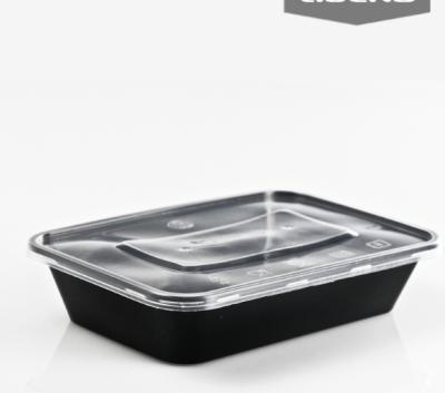 China 750m Sustainable 1000ml Black Food Grade Disposable Take Away Plastic Food Containers With Lids for sale