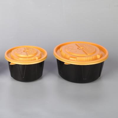 China 100% New Black Food Grade Microwave Safe Disposable Plastic Salad Bowl 450/700/1000ml for sale