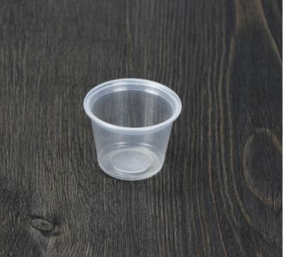 China Stocked Disposable Pla Sauce Container With Lid Mini Plastic Cup For Sauce 1oz 2oz 3oz for sale