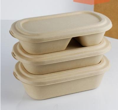 China Sustainable Biodegradable Paper Pulp Food Containers Multi Compartment Dining Box for sale