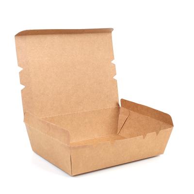 China Hotselling Disposable Folding Kraft Paper Takeout Box Recycled Food Packaging Container Paper Box for sale