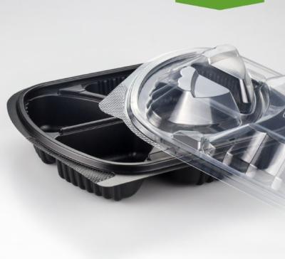 China Sustainable Food Container 4 Compartment Hot Food Disposable Take Out Containers For Fast Food Spirit Divide for sale