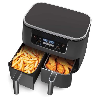 China 2022 Touch Manual/Dual Air Fryer with Electric Deep Fryer 9l Two Basket Zone 2 Double Air Deep Fryer for sale