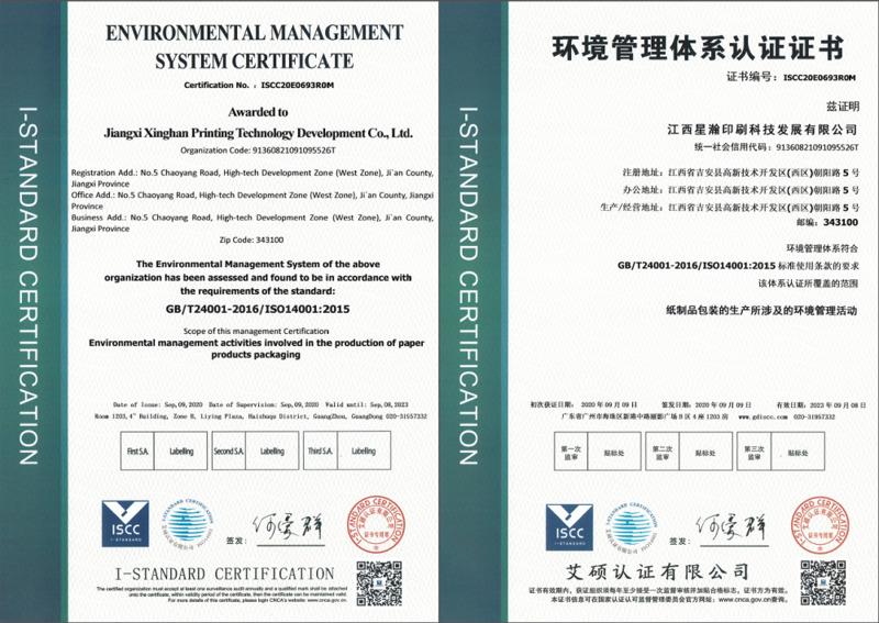 ISO14001 - Jiangxi Sinhan Printing Technology Development Co., Ltd.