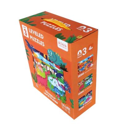 China paper & Cardboard Best Selling Stage 3 Dinosaurs CMYK Puzzles CMYK Printing Paper Card 80 Pieces Jigsaw Puzzle Box for sale