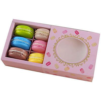 China Luxury Custom Recycled Materials Macaron Cake Box Packaging Macaron Food Box Package Box For Bakery Shop for sale