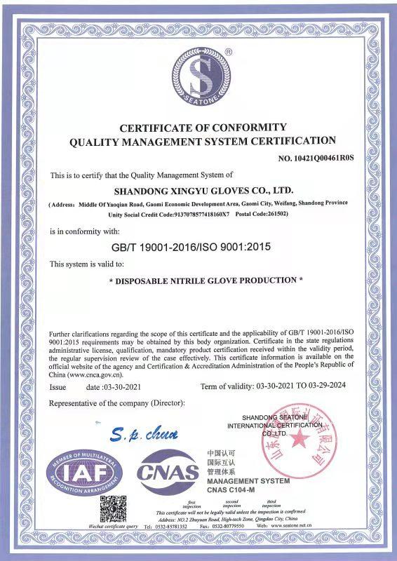 ISO9001 - Xingyu Medical Tech Co., Ltd.