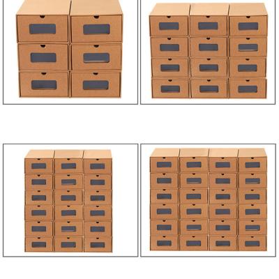 China Brand Logo Printed Brown Foldable Portable Biodegradable Custom Drawer Packaging Kraft Paper Mens Shoe Box for sale