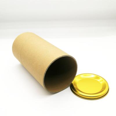 China Wholesale Biodegradable Metal Cover And Bottom Tea Cylinder Food Wrapping Paper Cans Paper Tube Round Packaging Box for sale