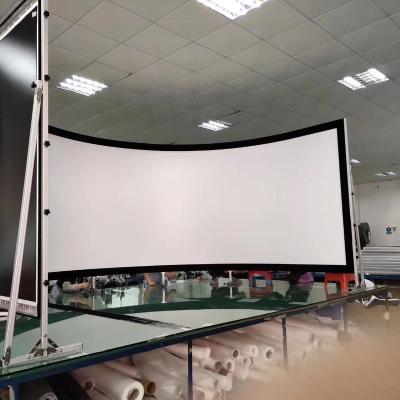 China Frame 180 Inch Slim Frame Curved Silver 3d Movie Theater Projector Screen 180 Degree Projection Screen for sale